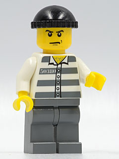 Preowned LEGO® Minifigure – Town cty0100 Police Jail Prisoner 50380 Prison Stripes Dark Blu