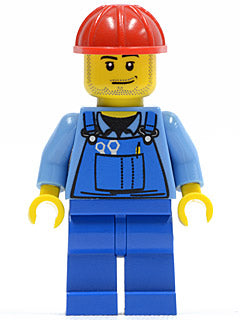 Preowned LEGO® Minifigure – Town cty0104 Overalls w/Tools in Pocket Blue Red Construction H