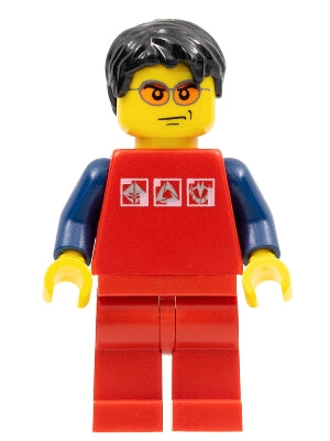 Preowned LEGO® Minifigure – Town cty0108 Red Shirt w/3 Silver Logos Dark Blue Arms Red Legs