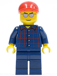 Preowned LEGO® Minifigure – Town cty0163 Plaid Button Shirt Dark Blue Legs Red Short Bill C
