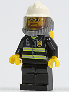 Preowned LEGO® Minifigure – Town cty0165 Fire Reflective Stripes Black Legs White Fire Helm