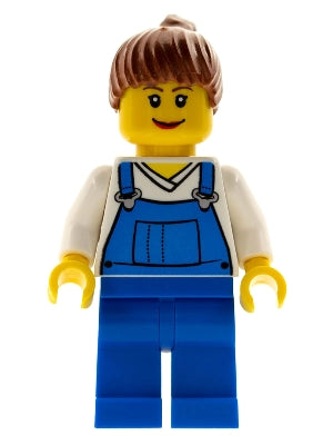 Preowned LEGO® Minifigure – Town cty0171 Farm Hand Female Overalls Blue over V-Neck Shirt