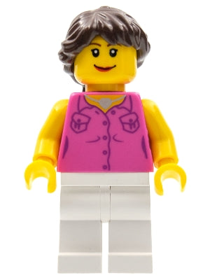 Preowned LEGO® Minifigure – Town cty0181 Dark Pink Vest and Heart Necklace White Legs Dark