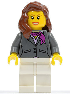 Preowned LEGO® Minifigure – Town cty0187 Dark Bluish Gray Jacket w/Magenta Scarf White Legs