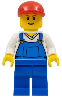 Preowned LEGO® Minifigure – Town cty0202 Overalls Blue over V-Neck Shirt Blue Legs Red Shor