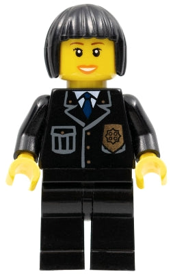 Preowned LEGO® Minifigure – Town cty0211 Police City Suit w/Blue Tie and Badge Black Legs B