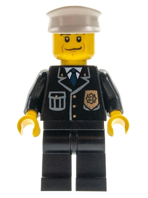 Preowned LEGO® Minifigure – Town cty0218 Police City Suit w/Blue Tie and Badge Black Legs B