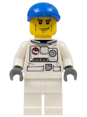 Preowned LEGO® Minifigure – Town cty0221 Spacesuit White Legs Blue Short Bill Cap Brown Eye