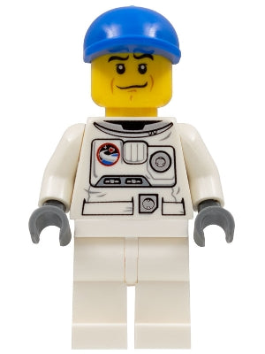 Preowned LEGO® Minifigure – Town cty0226 Spacesuit White Legs Blue Short Bill Cap Black Eye