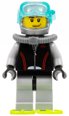 Preowned LEGO® Minifigure – Town cty0235 Diver Flippers Stubble Beard and Moustache and Sid