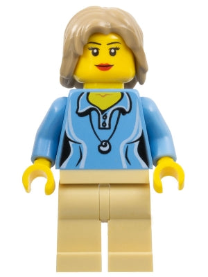 Preowned LEGO® Minifigure – Town cty0262 Medium Blue Female Shirt w/Two Buttons and Shell P