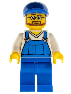 Preowned LEGO® Minifigure – Town cty0268 Overalls Blue over V-Neck Shirt Blue Legs Blue Sho