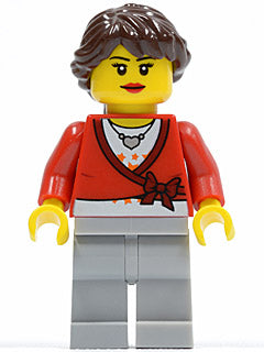 Preowned LEGO® Minifigure – Town cty0292 Sweater Cropped w/Bow Heart Necklace Light Bluish