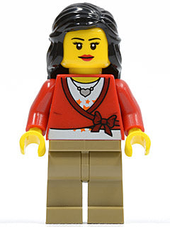 Preowned LEGO® Minifigure – Town cty0313 Sweater Cropped w/Bow Heart Necklace Dark Tan Legs