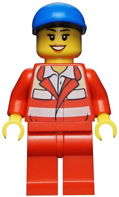 Preowned LEGO® Minifigure – Town cty0317 Paramedic Red Uniform Female Blue Short Bill Cap