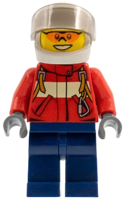 Preowned LEGO® Minifigure – Town cty0323 Fire Pilot Male Red Fire Suit w/Carabiner Dark Blu