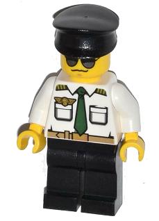Preowned LEGO® Minifigure – Town cty0403 Airport Pilot White Shirt w/Dark Green Tie and Bel