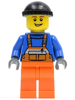 Preowned LEGO® Minifigure – Town cty0427 Overalls w/Safety Stripe Orange Orange Legs Black