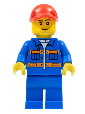 Preowned LEGO® Minifigure – Town cty0807 Blue Jacket w/Pockets and Orange Stripes Blue Legs