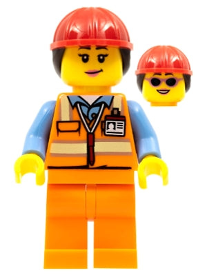 LEGO® Minifigure Town cty0950 Airport Luggage Handler Female Orange Safety Vest