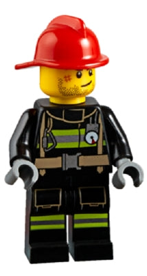 LEGO® Minifigure Town cty0951 Fire Reflective Stripes Stubble Beard Red Helmet