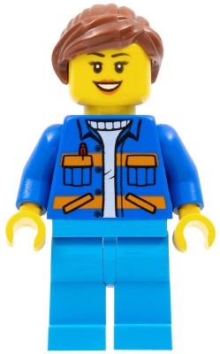 LEGO® Minifigure Town cty0957 Garbage Worker Female Blue Jacket w/Diagonal Lower