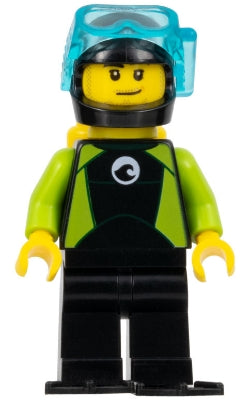 LEGO® Minifigure Town cty0958 Diver Male Black Flippers and Wetsuit w/White Logo