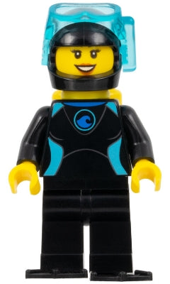 LEGO® Minifigure Town cty0959 Diver Female Black Flippers and Wetsuit w/Blue Log