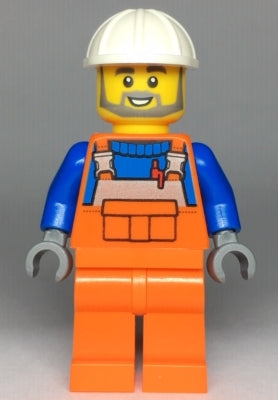 LEGO® Minifigure Town cty0971 Construction Worker Male Orange Overalls w/Reflect