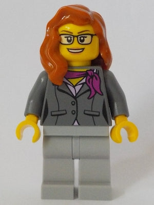 LEGO® Minifigure Town cty1058 Scientist Female Dark Bluish Gray Jacket w/Magenta