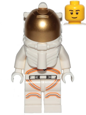 Preowned LEGO® Minifigure – Town cty1076 Astronaut Male White Spacesuit w/Orange Lines Thin
