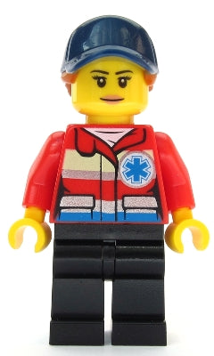 Preowned LEGO® Minifigure – Town cty1083 Ski Patrol Member Female Red Jacket Dark Blue Cap
