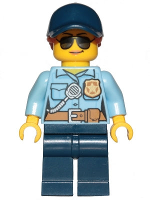 Preowned LEGO® Minifigure – Town cty1090 Police City Officer Female Bright Light Blue Shirt