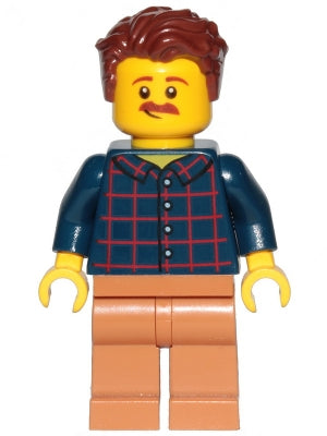 Preowned LEGO® Minifigure – Town cty1152 Dad Dark Blue Plaid Button Shirt Medium Nougat Leg