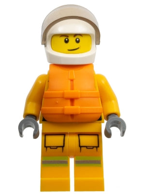 Preowned LEGO® Minifigure – Town cty1157 Fire Reflective Stripes Bright Light Orange Suit L