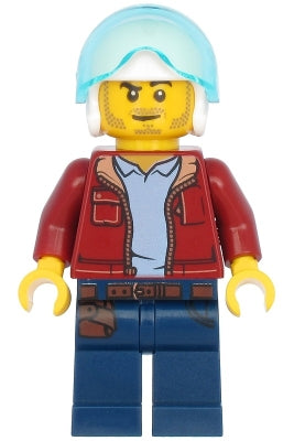Preowned LEGO® Minifigure – Town cty1176 Man Dark Red Jacket w/Bright Light Blue Shirt Dark
