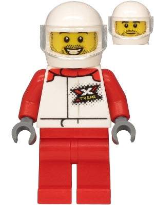Preowned LEGO® Minifigure – Town cty1197 Helicopter Pilot White Jacket w/XTREME Logo Red Le