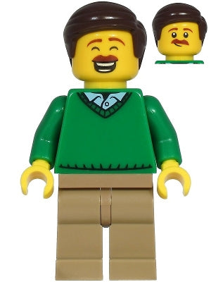 Preowned LEGO® Minifigure – Town cty1217 Mark McCloud Dad Green V-Neck Sweater Dark Tan Leg