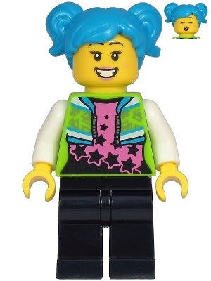 Preowned LEGO® Minifigure – Town cty1219 Poppy Starr Lime Jacket Black Legs