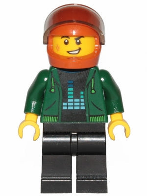 Preowned LEGO® Minifigure – Town cty1223 Detective Male Dark Green Hoodie Black Legs Dark O