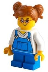 Preowned LEGO® Minifigure – Town cty1226 Child Girl Blue Overalls over V-Neck Shirt Blue Sh