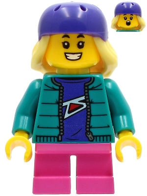 Preowned LEGO® Minifigure – Town cty1230 Child Girl Dark Turquoise Jacket over Dark Purple