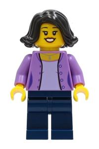 Preowned LEGO® Minifigure – Town cty1234 Mom Medium Lavender Jacket Dark Blue Legs Black Ha
