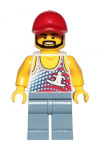 Preowned LEGO® Minifigure – Town cty1238 Skater Tank Top w/Surfer Silhouette Sand Blue Legs