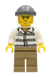 Preowned LEGO® Minifigure – Town cty1242 Police Jail Prisoner 86753 Prison Stripes Dark Tan