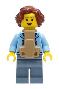 Preowned LEGO® Minifigure – Town cty1245 Woman Bright Light Blue Hoodie over Dark Purple St