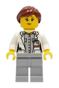 Preowned LEGO® Minifigure – Town cty1252 Fire Female White Open Jacket over Shirt Light Blu