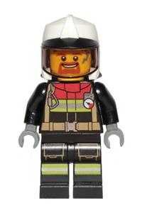 Preowned LEGO® Minifigure – Town cty1264 Fire Male Black Jacket and Legs w/Reflective Strip