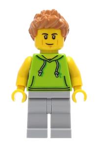 Preowned LEGO® Minifigure – Town cty1267 Car Driver Male Lime Hoodie Light Bluish Gray Legs