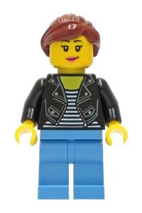Preowned LEGO® Minifigure – Town cty1283 Car Driver Female Black Leather Jacket Medium Blue